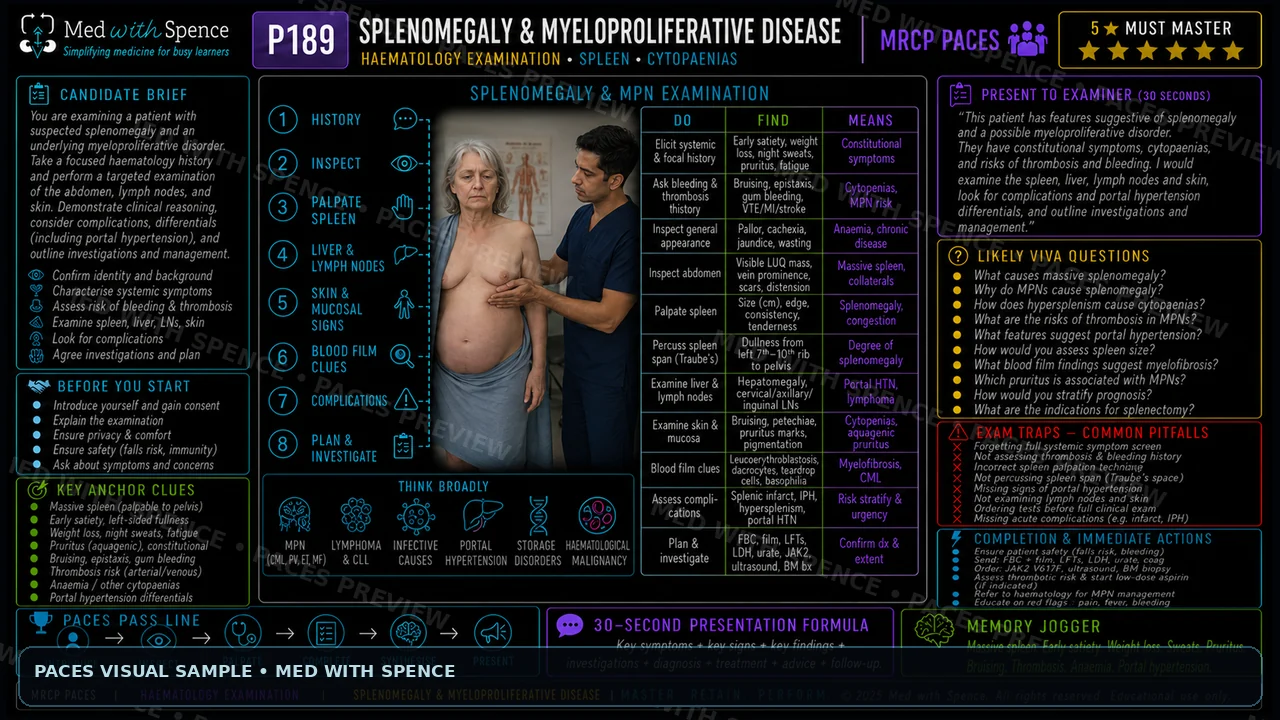 Splenomegaly and Myeloproliferative Disease MRCP PACES visual station