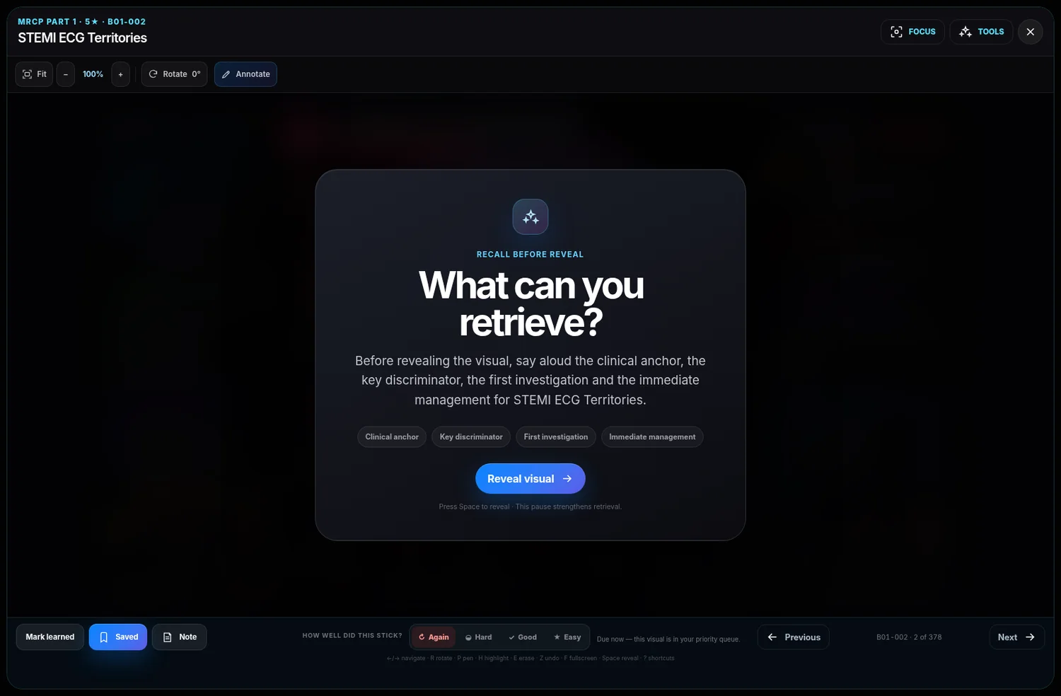 Active recall before reveal in the Med with Spence platform