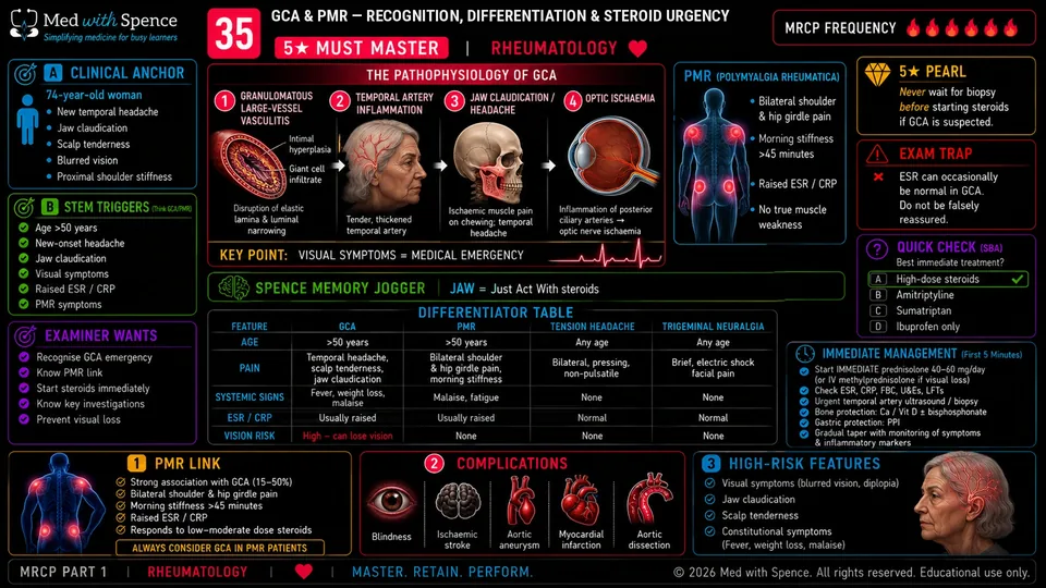 GCA & PMR — Recognition, Differentiation & Steroid Urgency sample slide