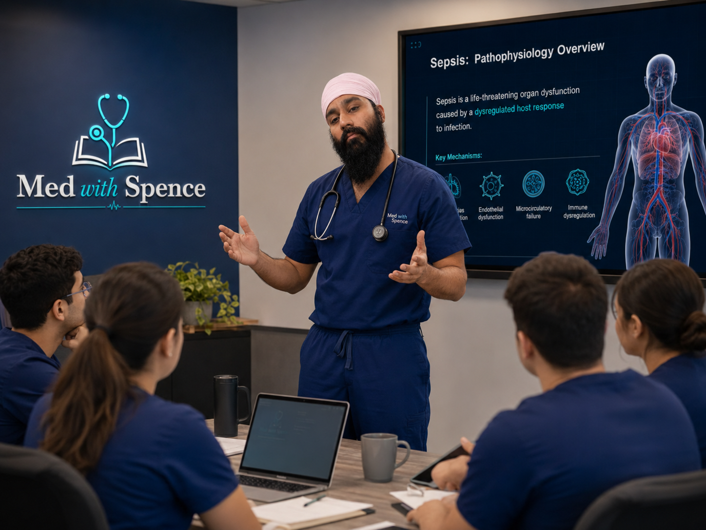 Dr Salhan teaching with visual AI medical content